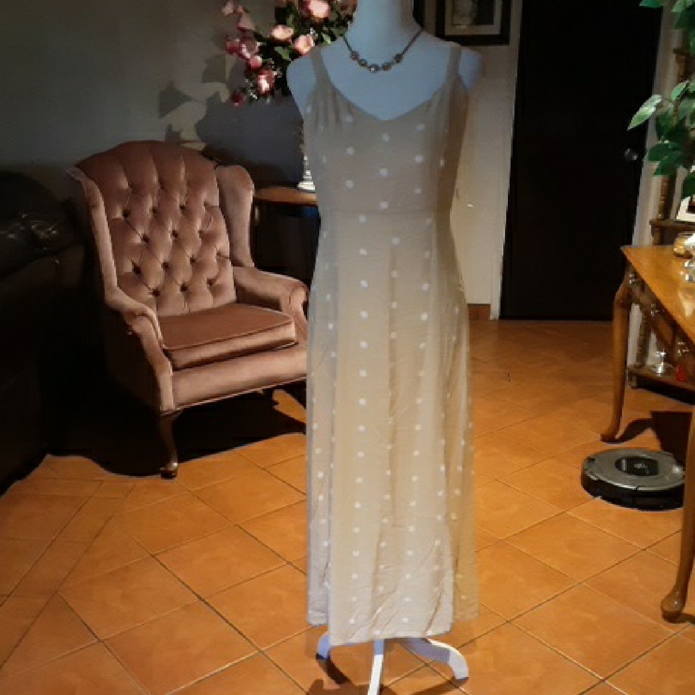 Old Navy Beige Polka Dot Maxi Dress